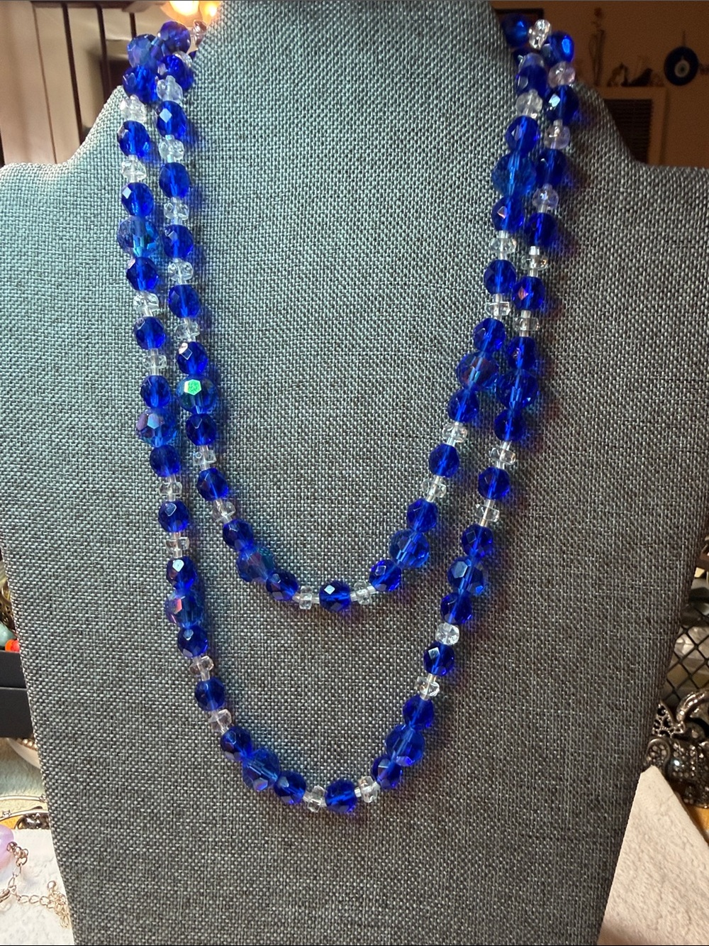 Classic Cobalt Blue Faceted Bead Necklace - Women Jewelry